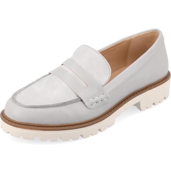 Journee Collection Women Kenly Slip On Penny Loafers Size US 8M Grey Croc Print - Picture 1 of 4